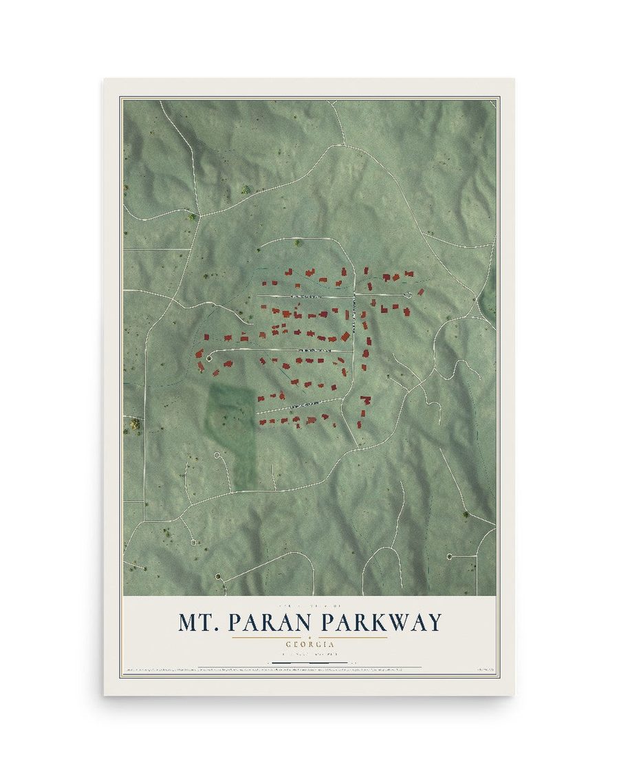 Mt. Paran Parkway, Georgia map print, 12 x 18 in, print only
