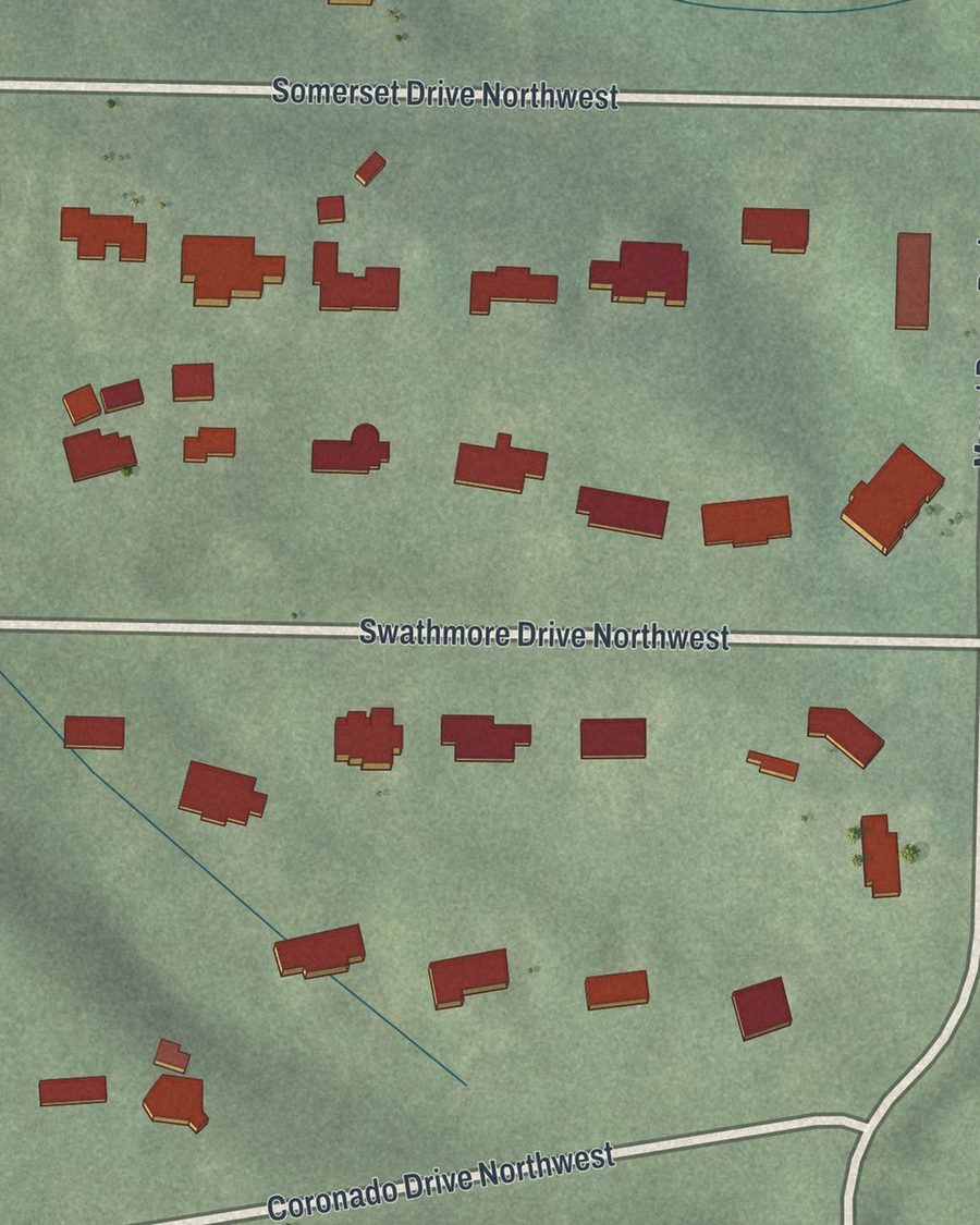 Close-up of Mt. Paran Parkway streets on the map