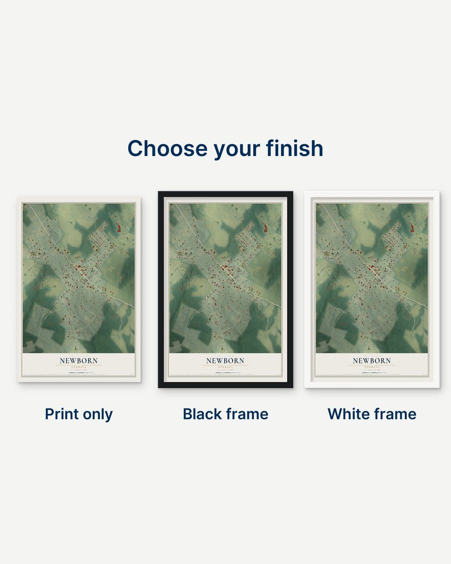 The Newborn, Georgia map as a print only, in a black frame and in a white frame
