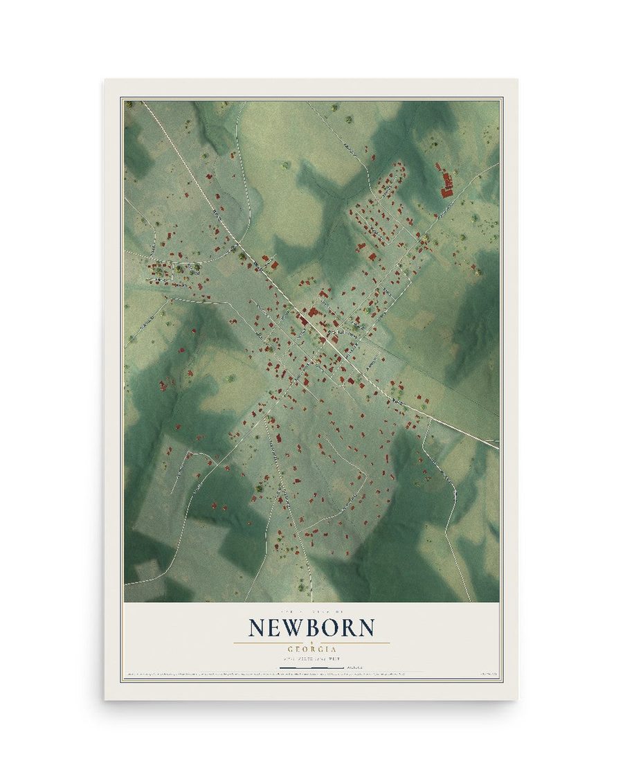 Newborn, Georgia map print, 12 x 18 in, print only