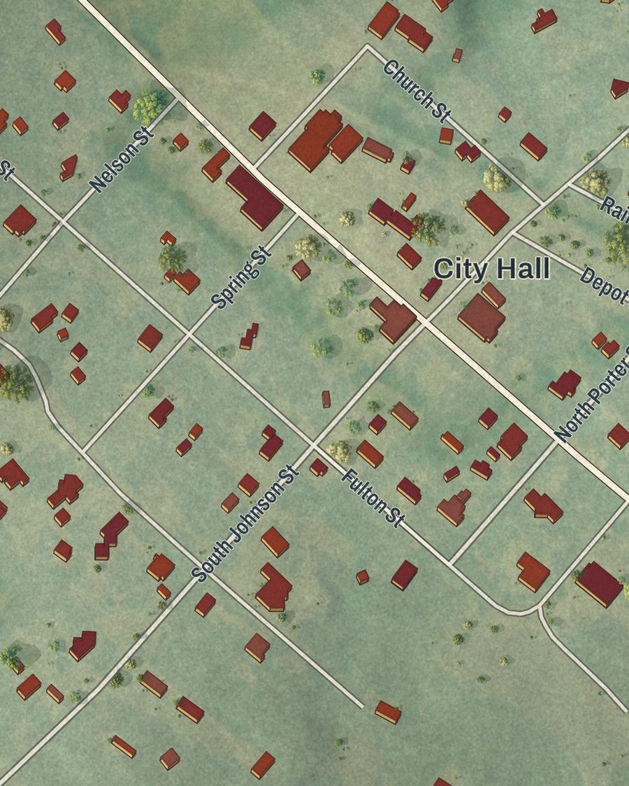 Close-up of Newborn streets on the map