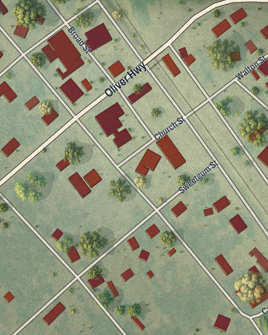Close-up of Newington streets on the map