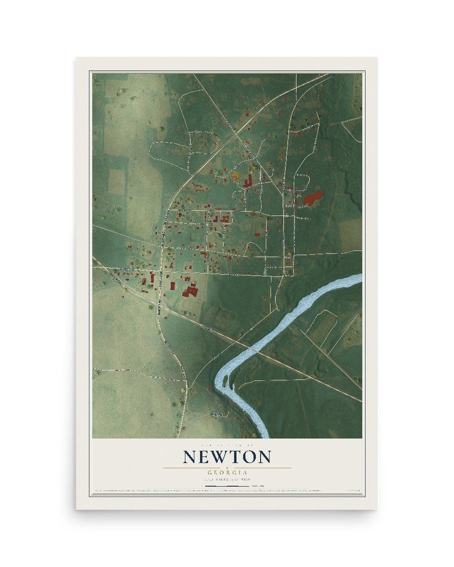 Newton, Georgia map print, 12 x 18 in, print only