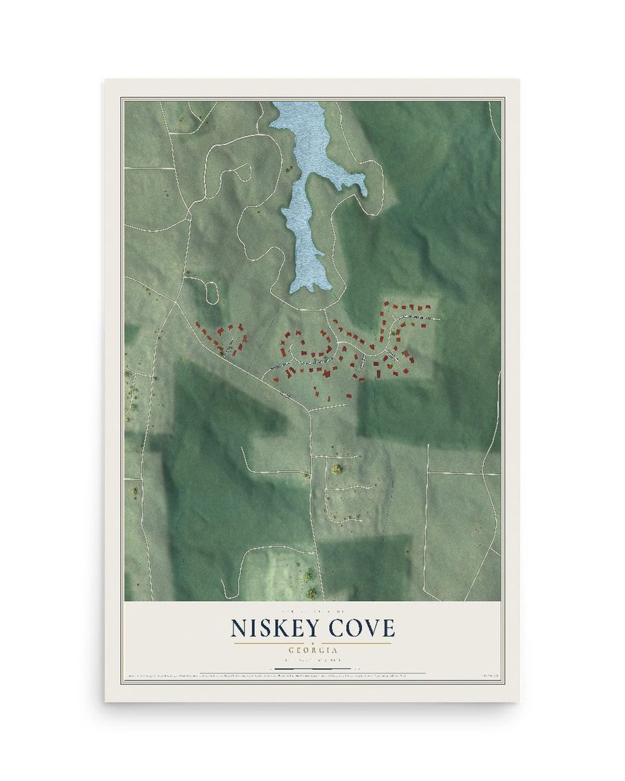 Niskey Cove, Georgia map print, 12 x 18 in, print only