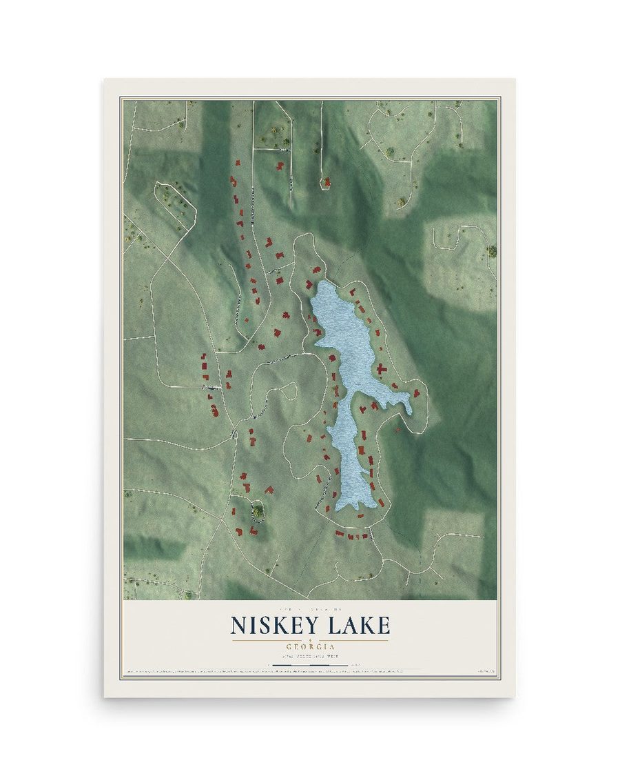 Niskey Lake, Georgia map print, 12 x 18 in, print only