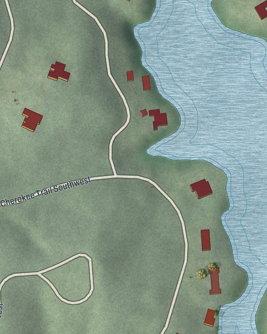 Close-up of Niskey Lake streets on the map