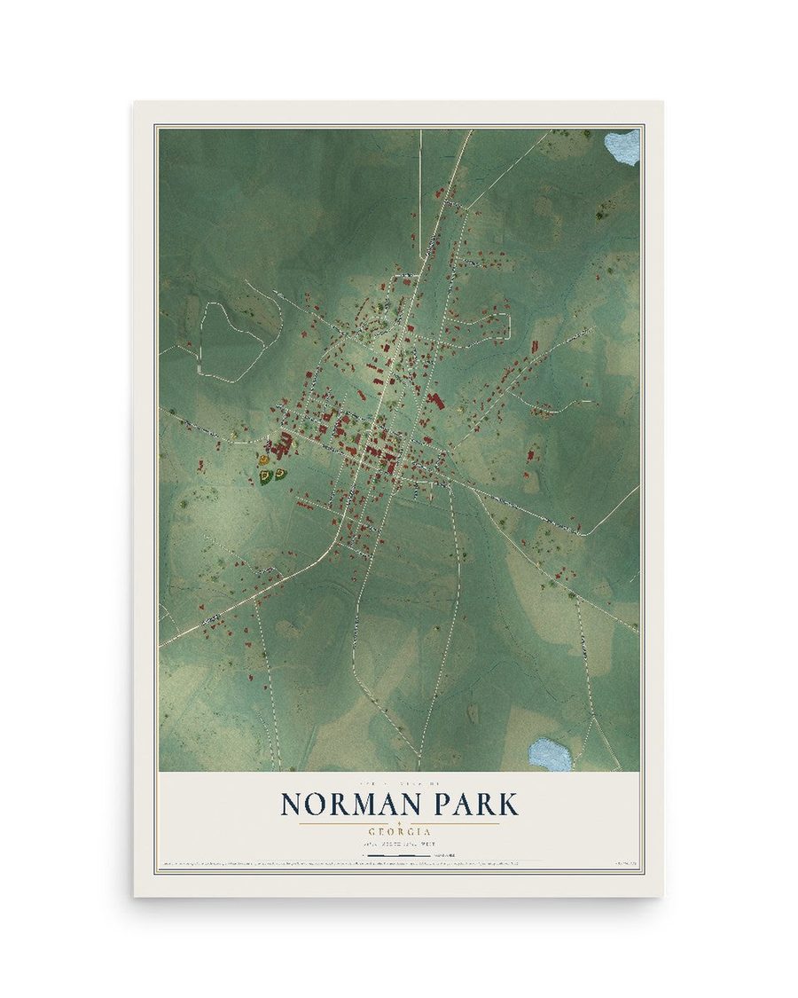 Norman Park, Georgia map print, 12 x 18 in, print only
