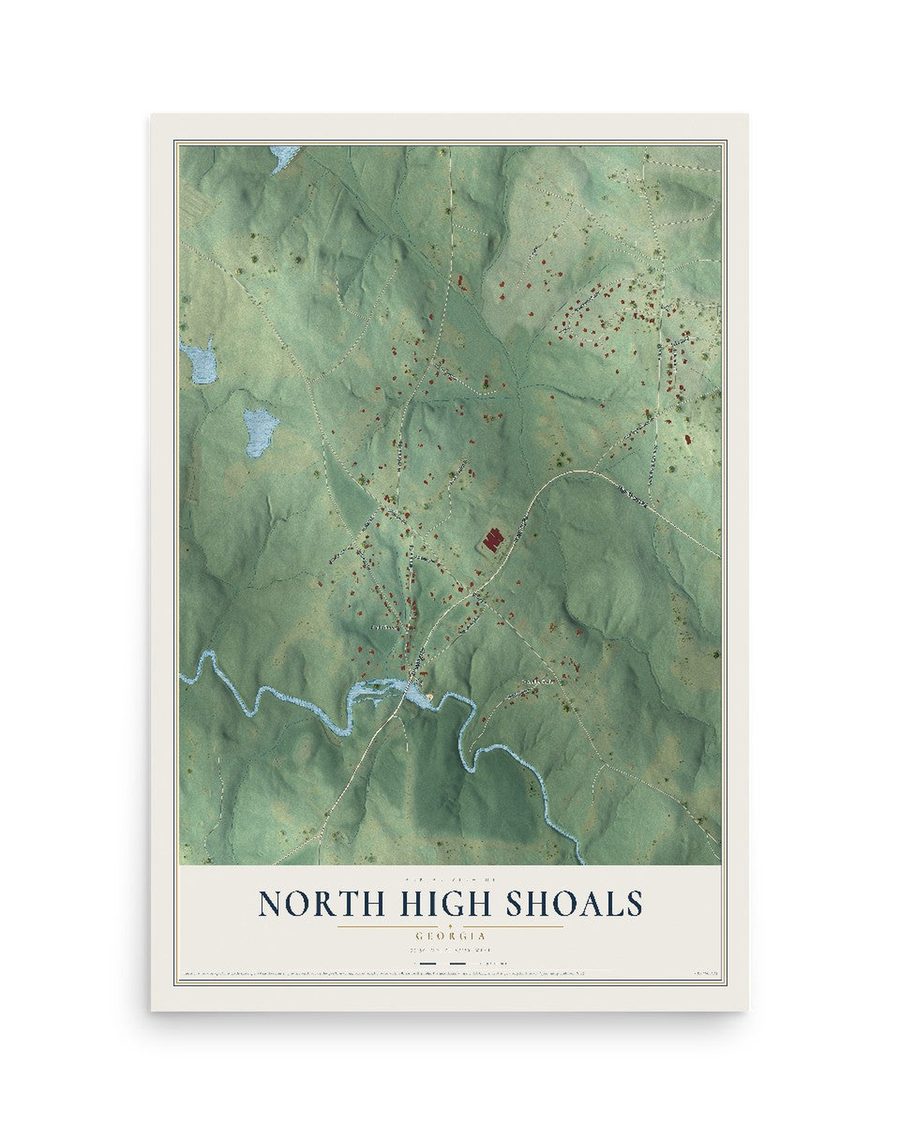North High Shoals, Georgia map print, 12 x 18 in, print only