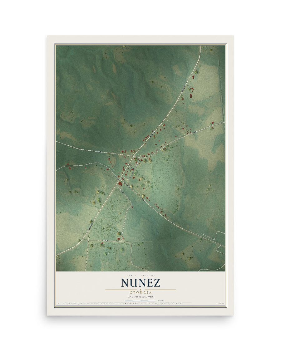Nunez, Georgia map print, 12 x 18 in, print only