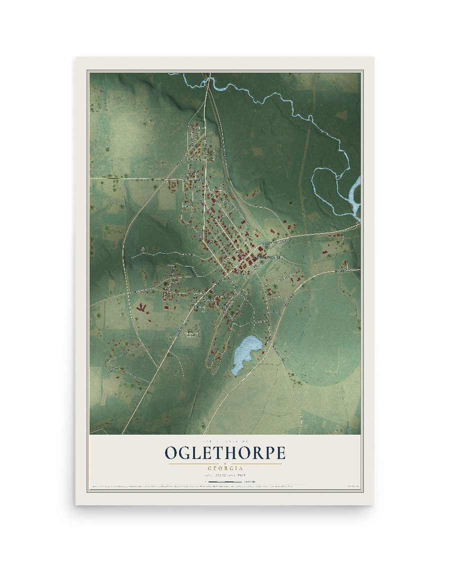 Oglethorpe, Georgia map print, 12 x 18 in, print only