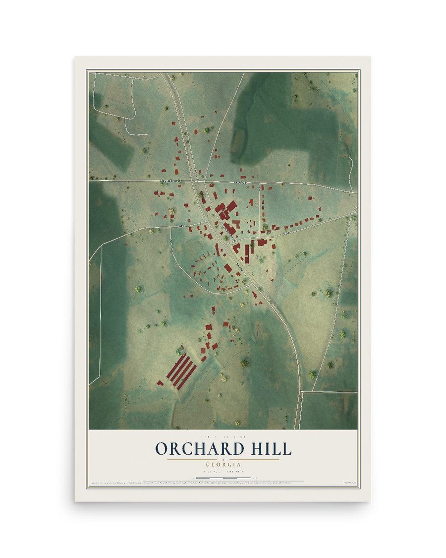 Orchard Hill, Georgia map print, 12 x 18 in, print only