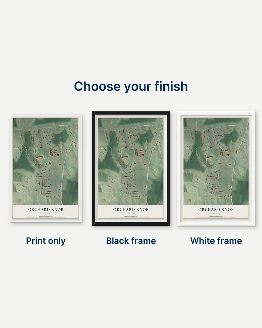 The Orchard Knob, Georgia map as a print only, in a black frame and in a white frame