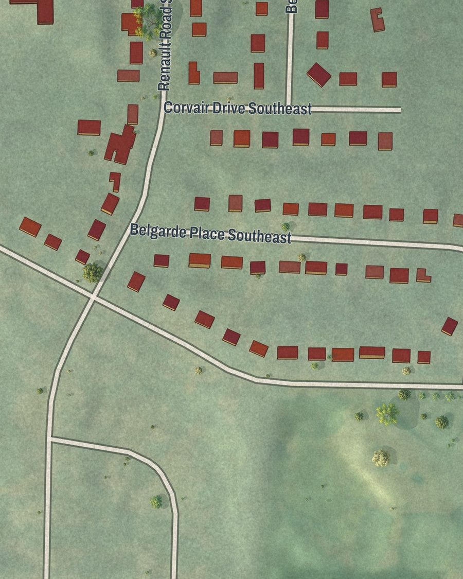 Close-up of Orchard Knob streets on the map