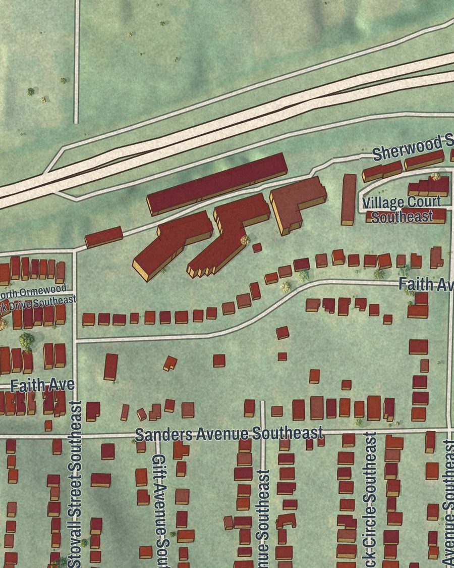 Close-up of Ormewood Park streets on the map