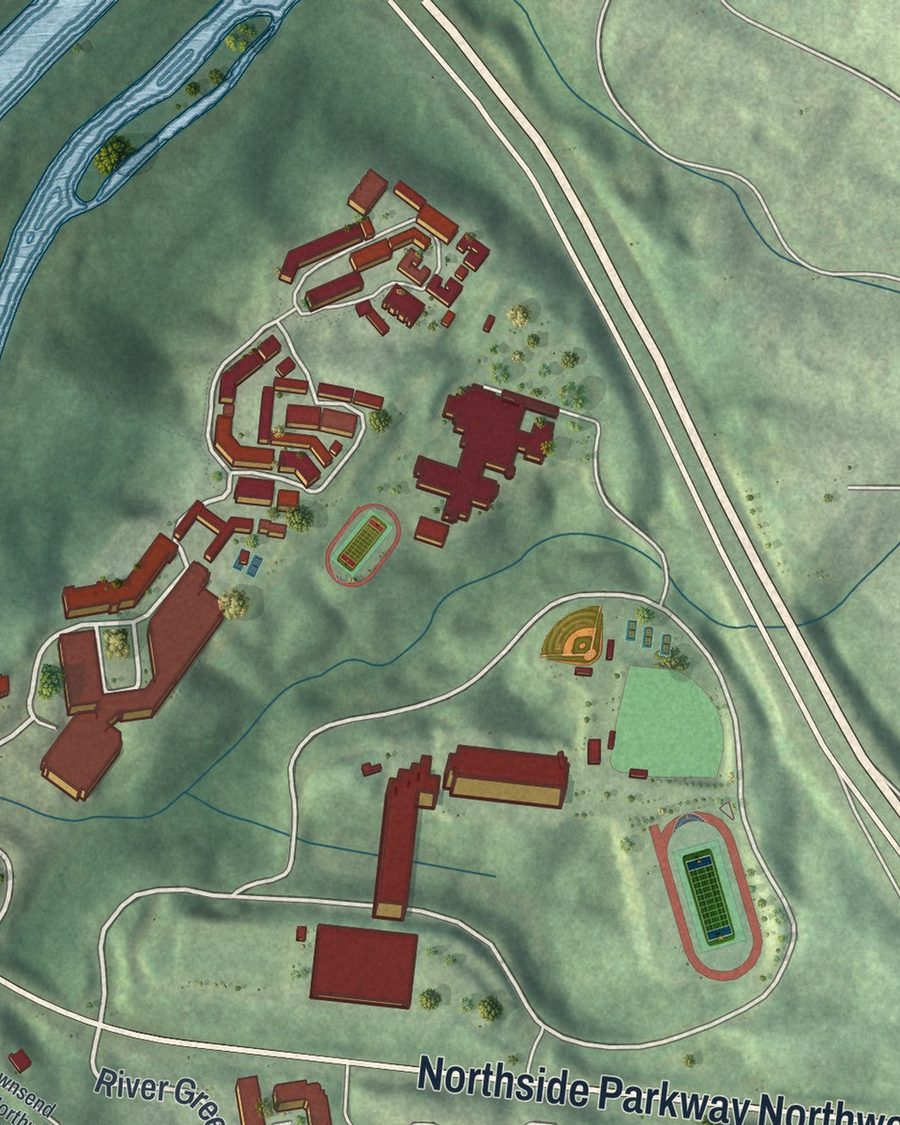 Close-up of Paces streets on the map