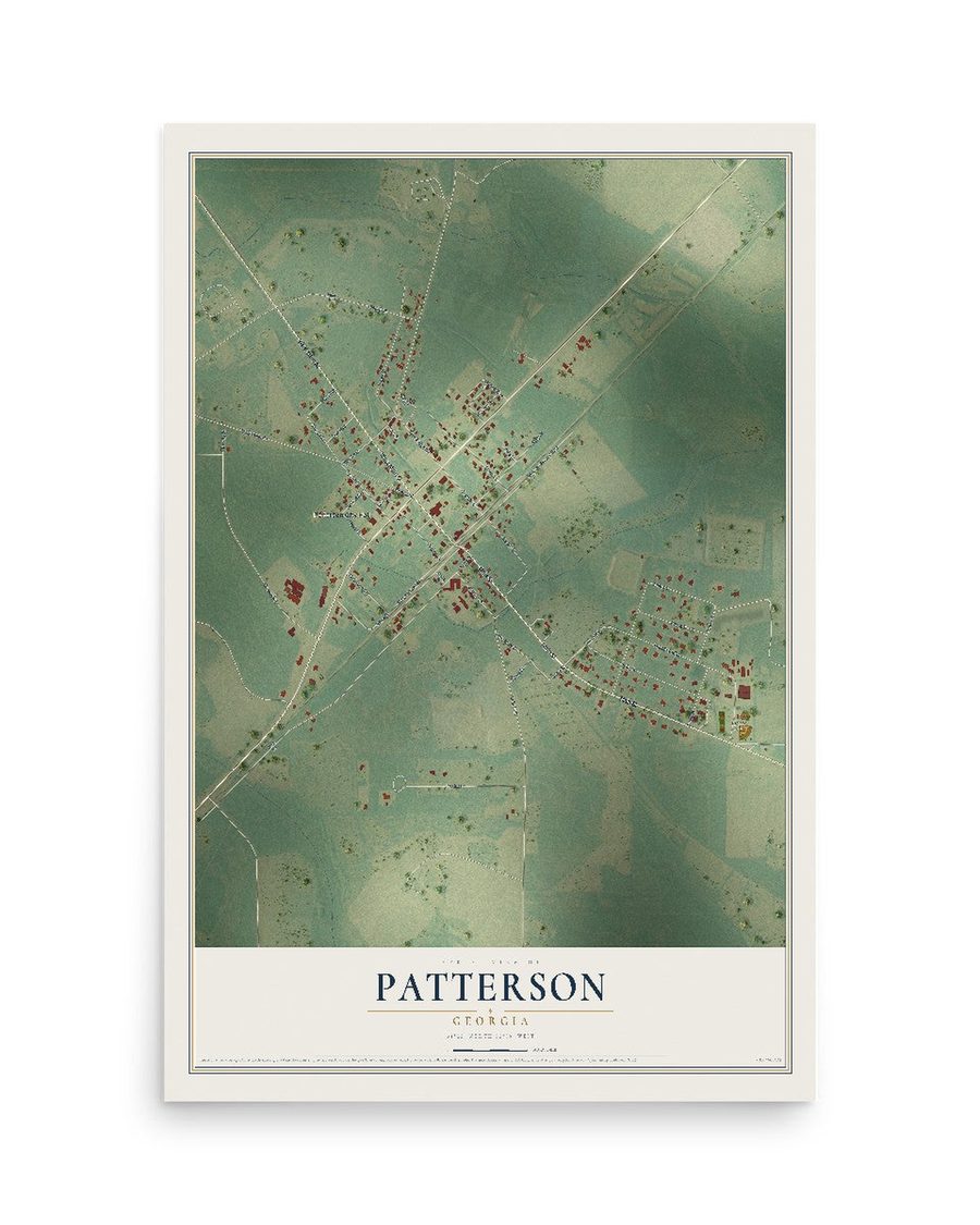 Patterson, Georgia map print, 12 x 18 in, print only