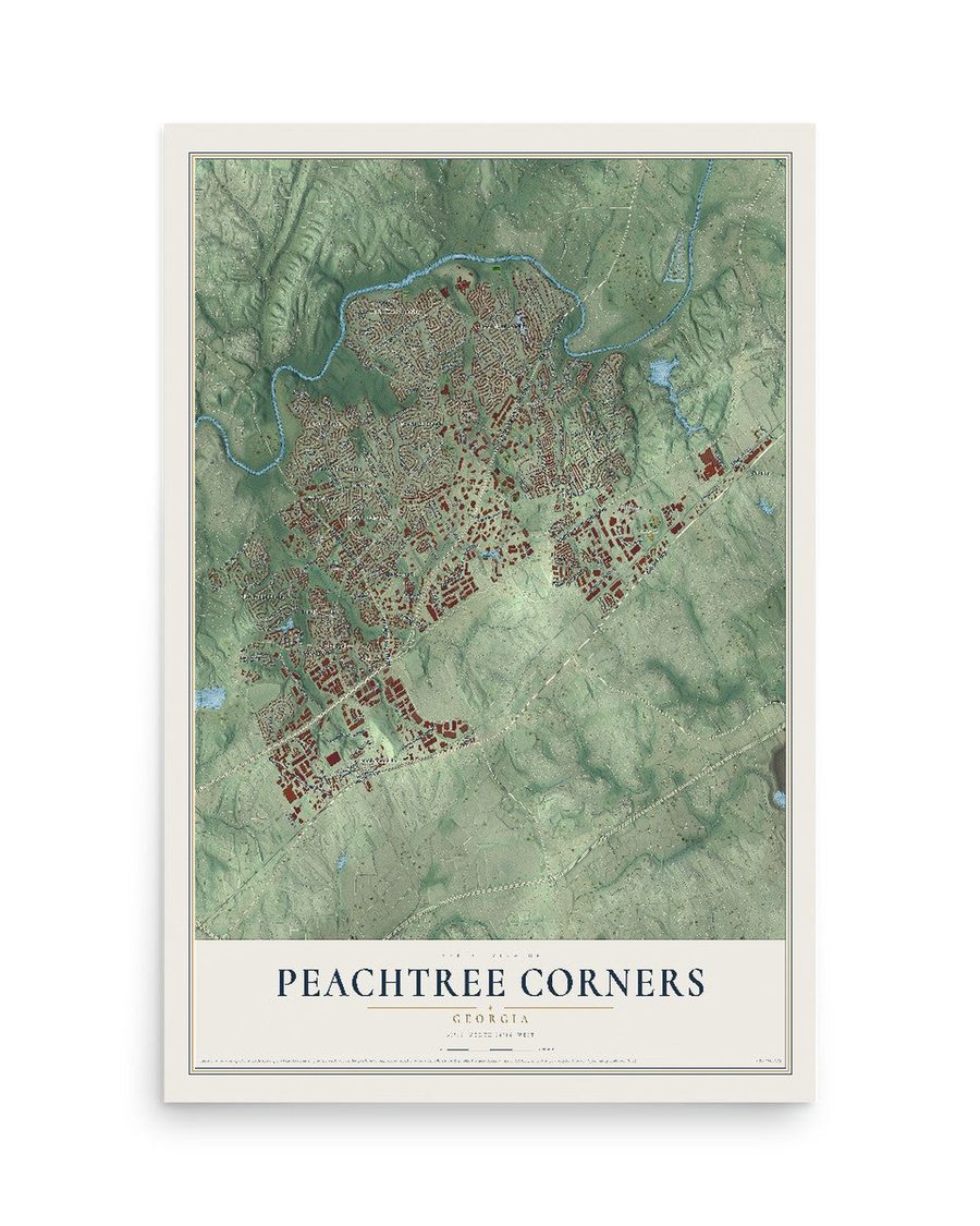 Peachtree Corners, Georgia map print, 12 x 18 in, print only