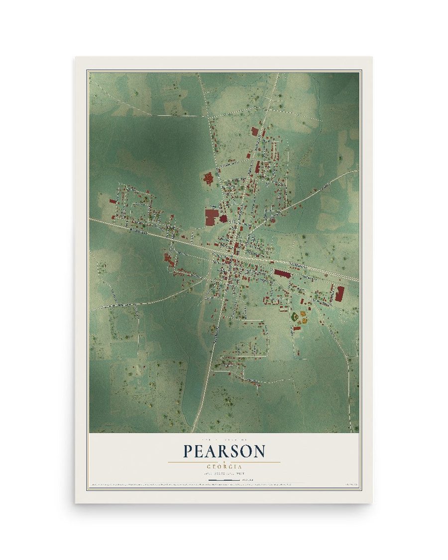 Pearson, Georgia map print, 12 x 18 in, print only