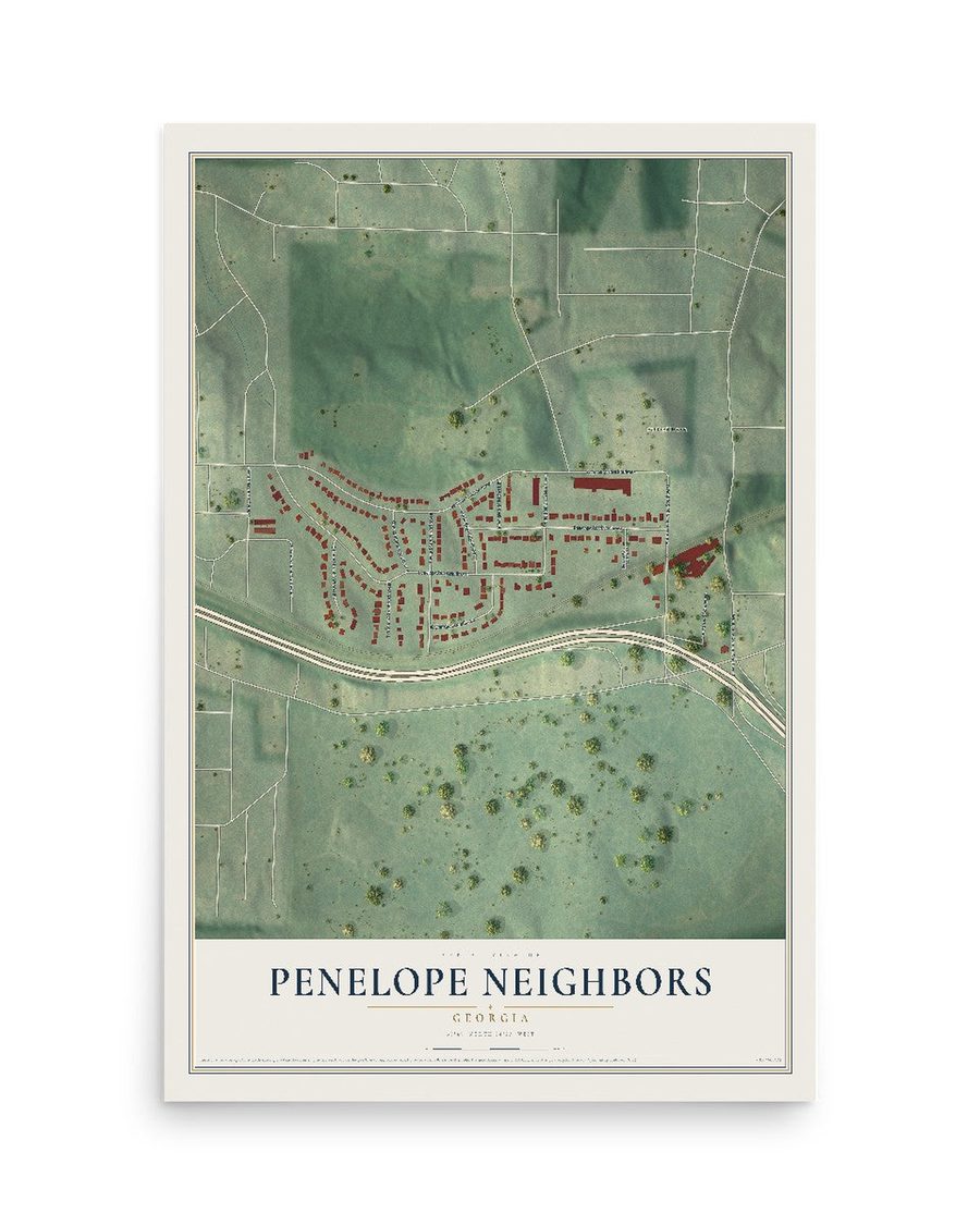 Penelope Neighbors, Georgia map print, 12 x 18 in, print only