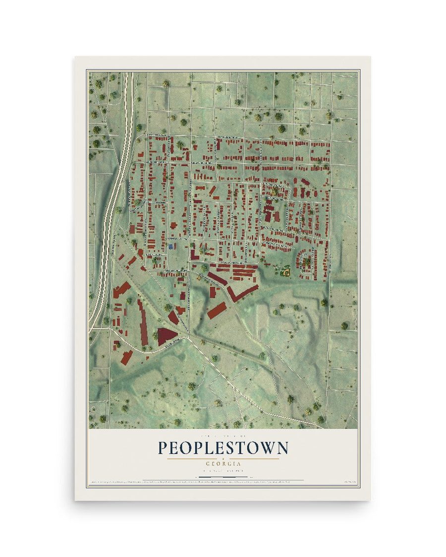 Peoplestown, Georgia map print, 12 x 18 in, print only