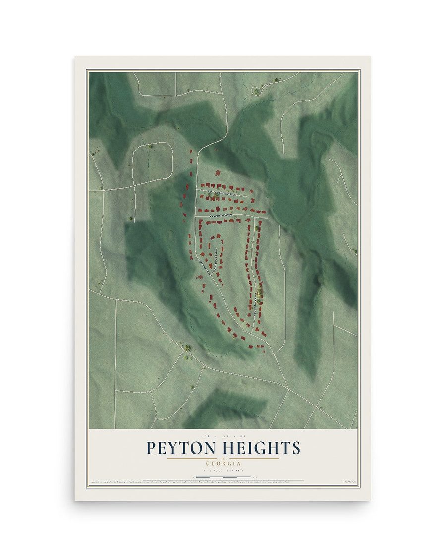 Peyton Heights, Georgia map print, 12 x 18 in, print only