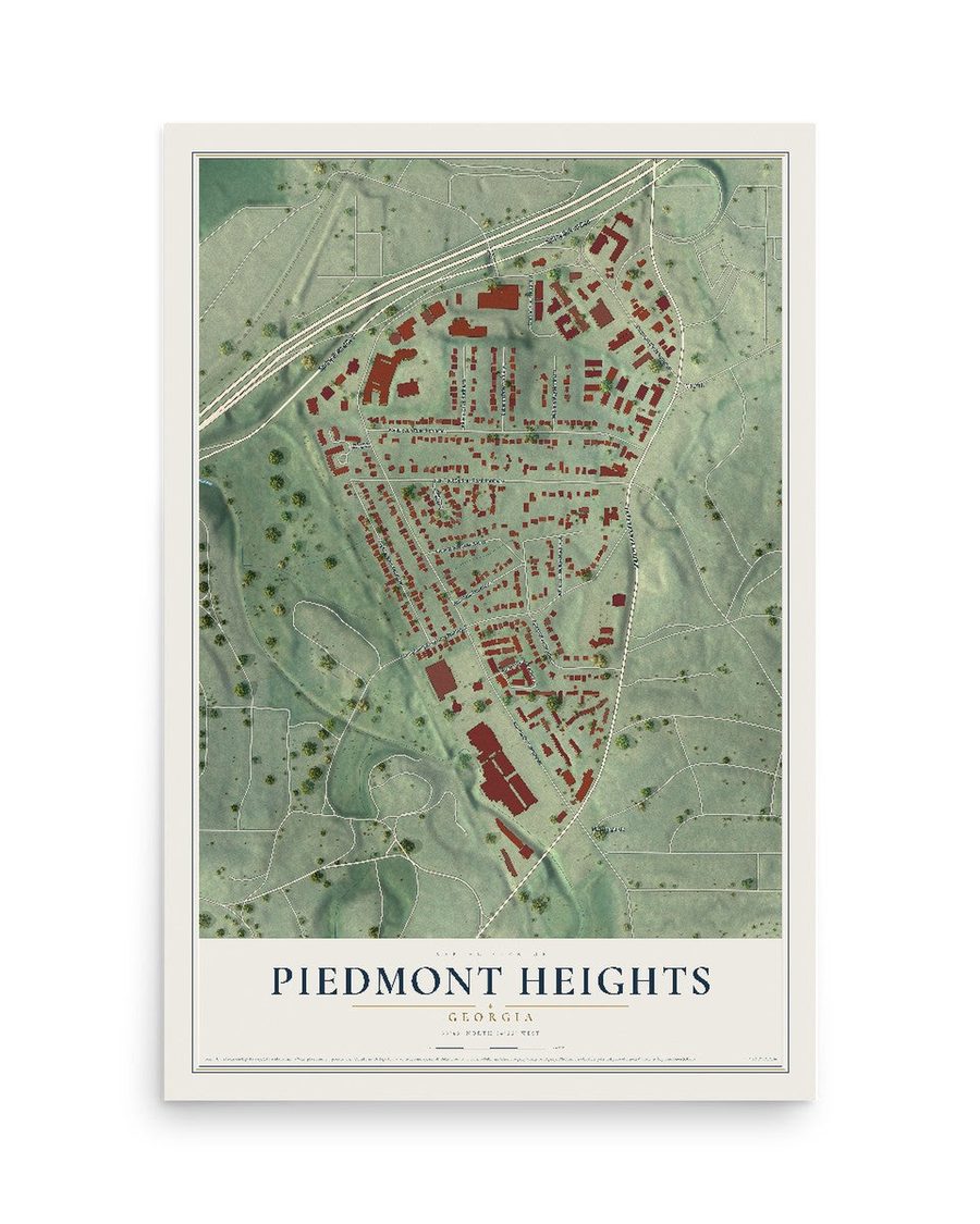 Piedmont Heights, Georgia map print, 12 x 18 in, print only