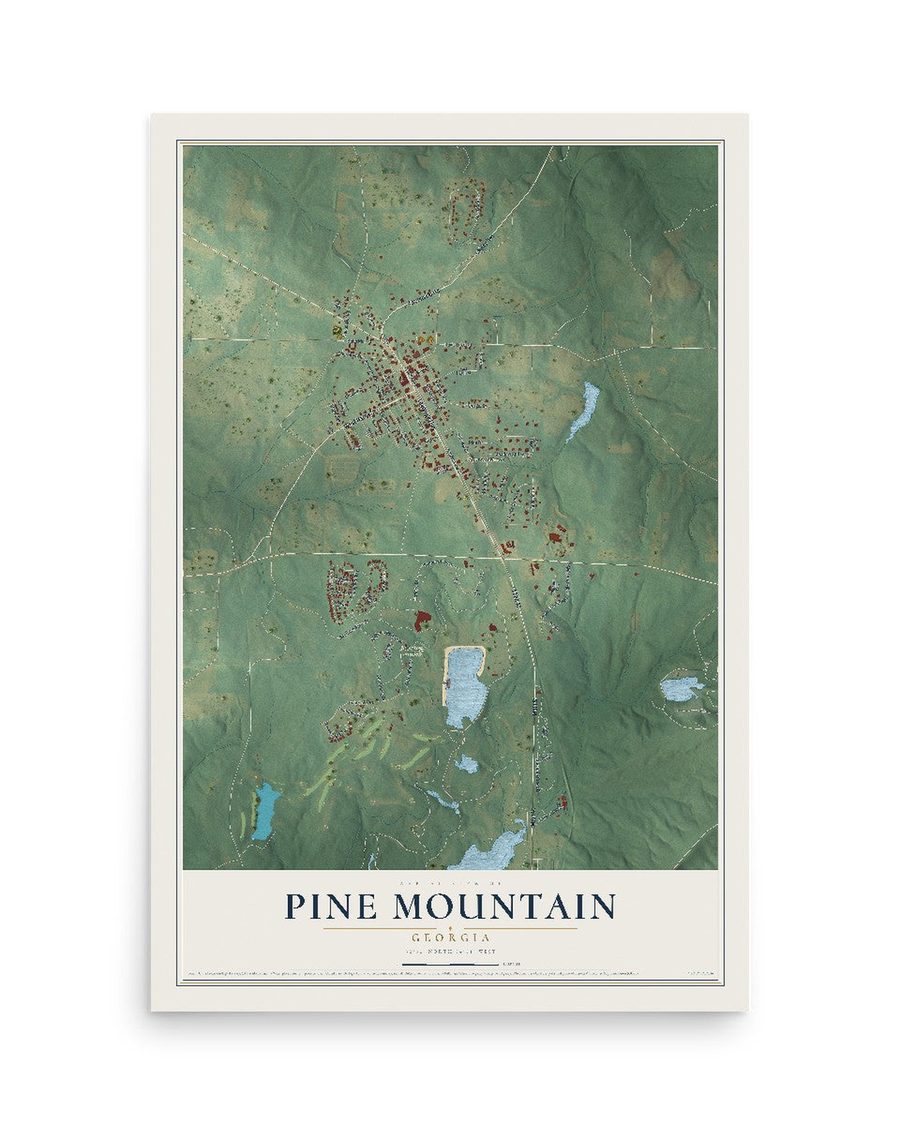 Pine Mountain, Georgia map print, 12 x 18 in, print only