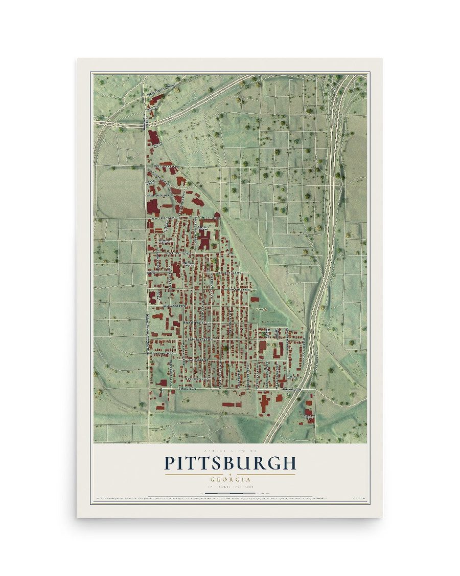 Pittsburgh, Georgia map print, 12 x 18 in, print only