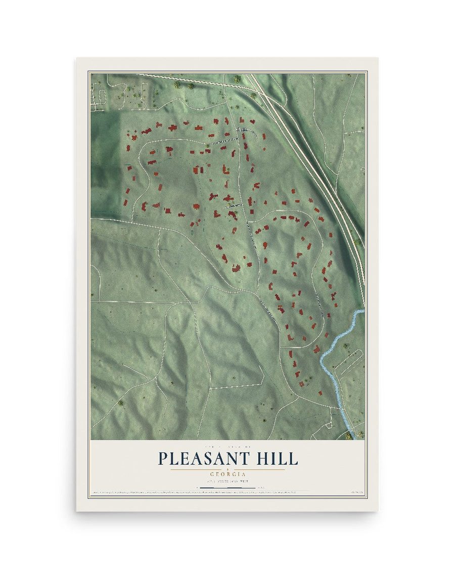 Pleasant Hill, Georgia map print, 12 x 18 in, print only