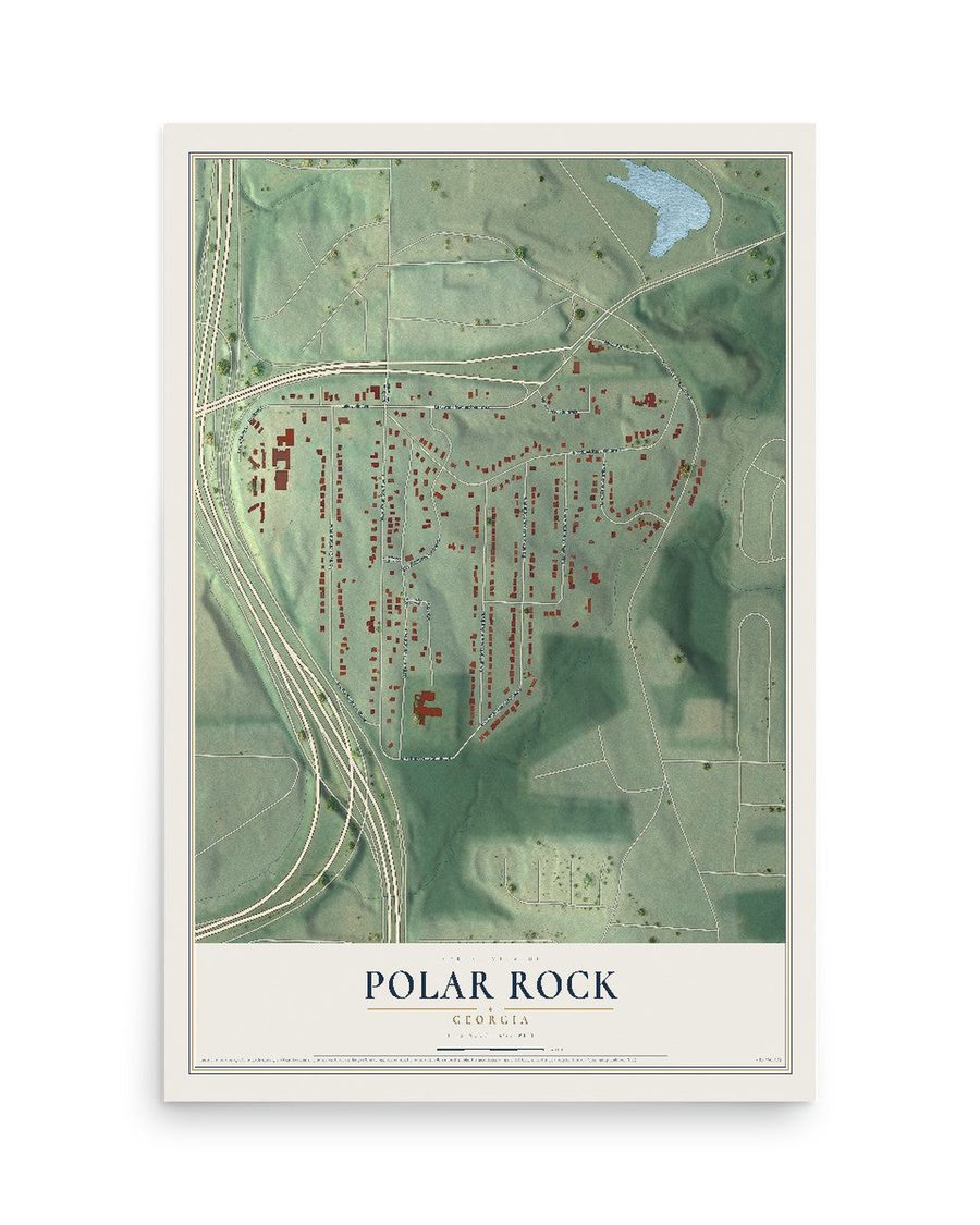 Polar Rock, Georgia map print, 12 x 18 in, print only