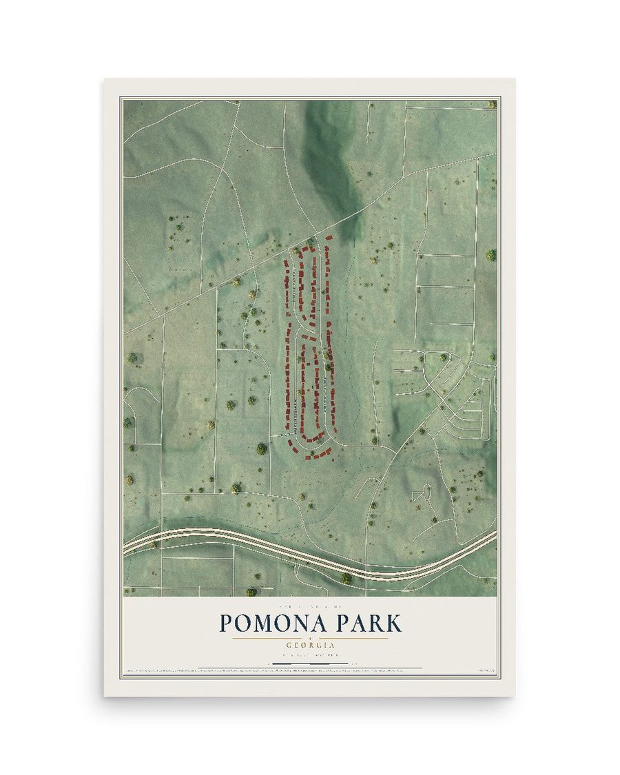 Pomona Park, Georgia map print, 12 x 18 in, print only