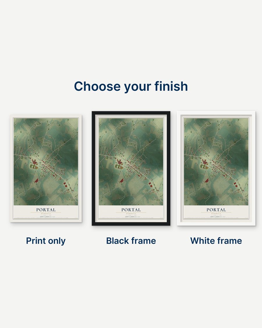 The Portal, Georgia map as a print only, in a black frame and in a white frame