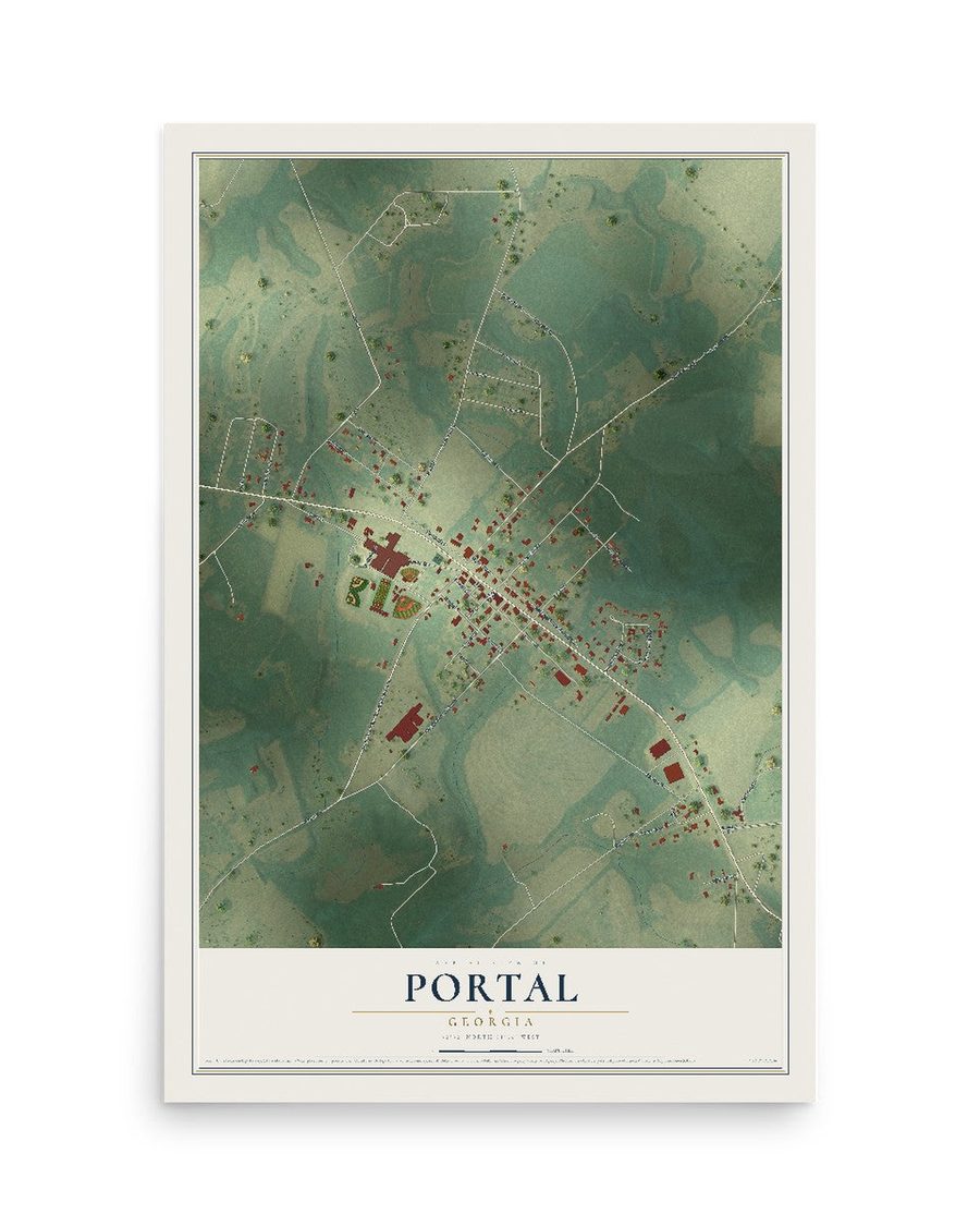 Portal, Georgia map print, 12 x 18 in, print only