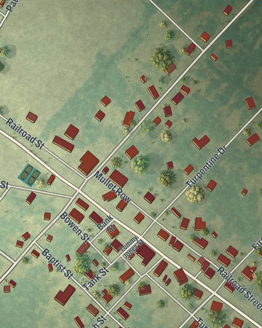 Close-up of Portal streets on the map