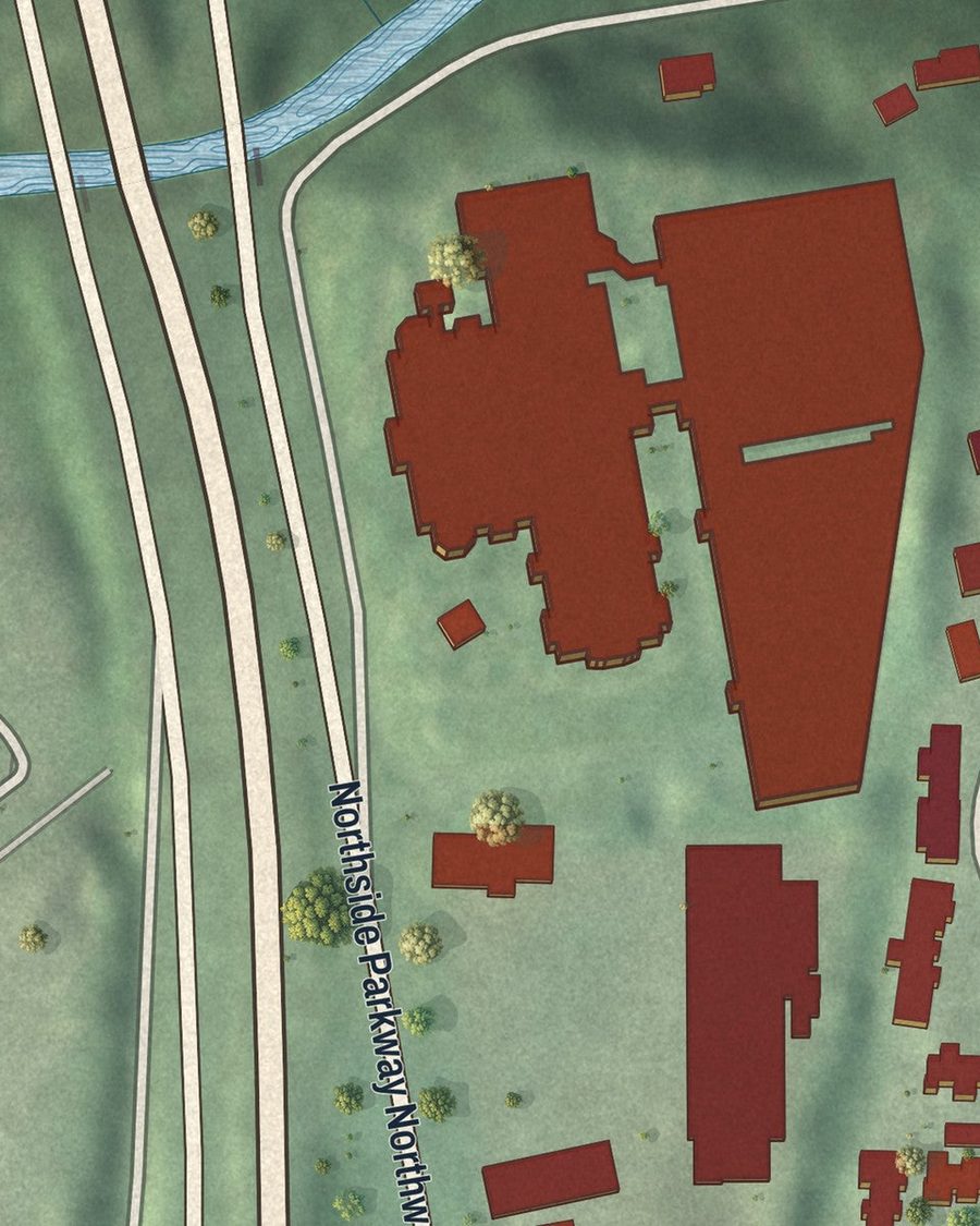 Close-up of Randall Mill streets on the map