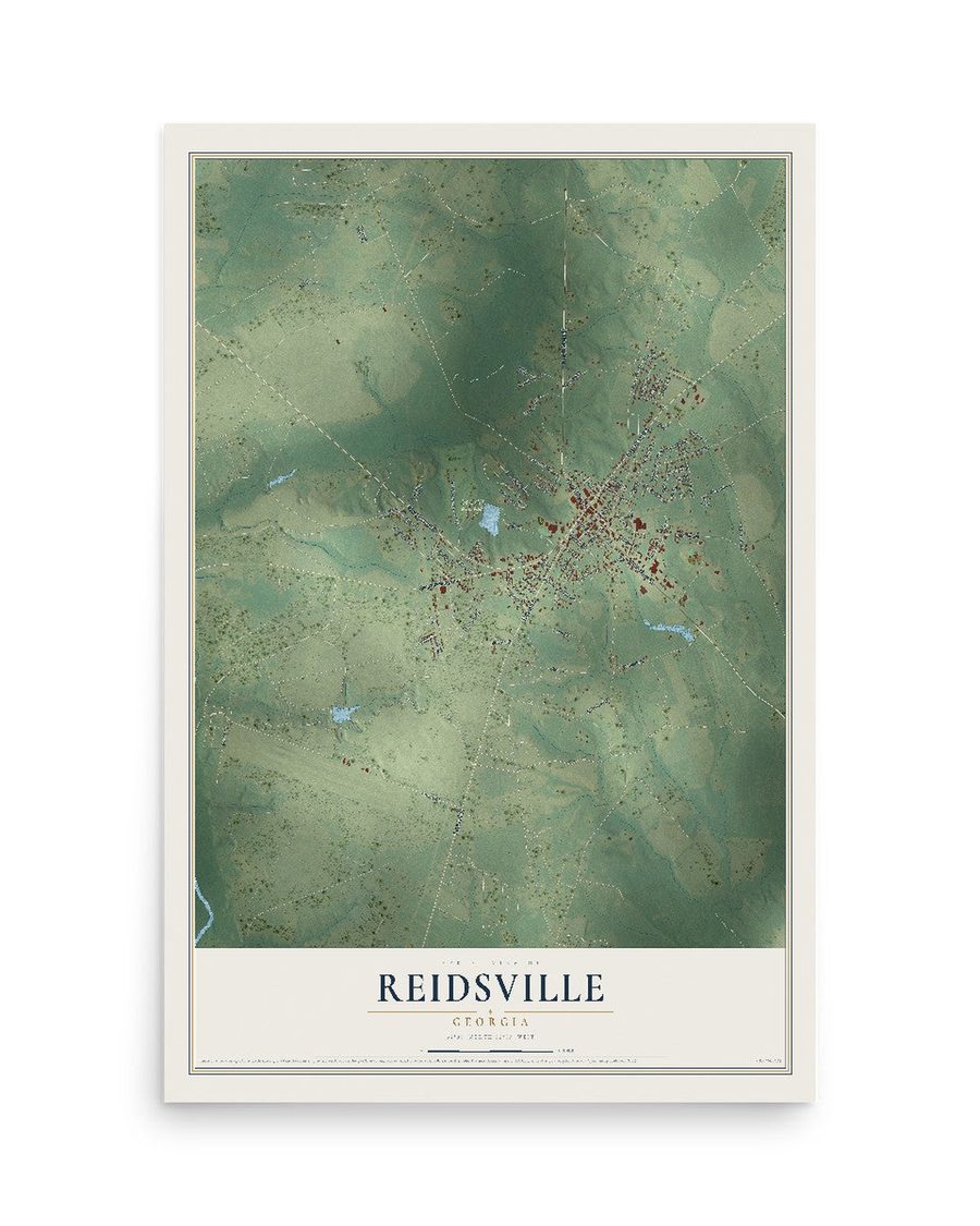 Reidsville, Georgia map print, 12 x 18 in, print only