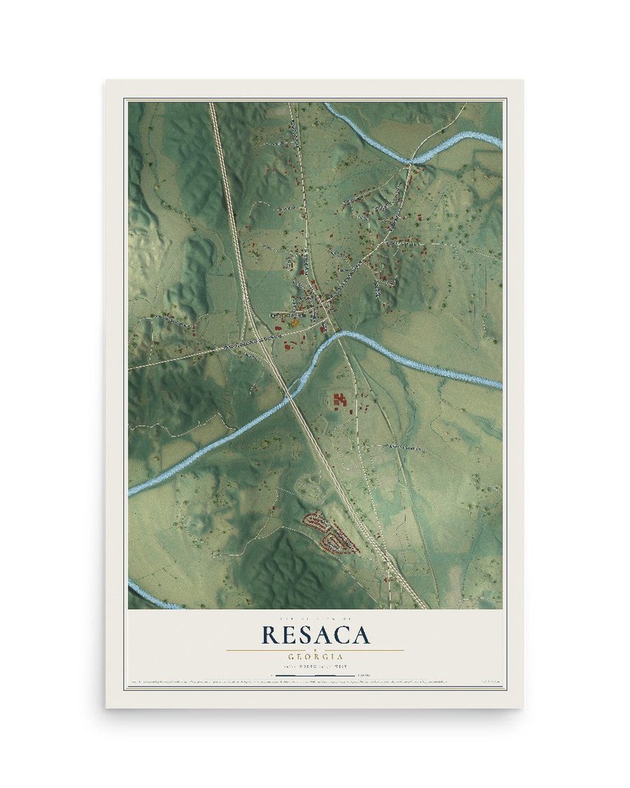 Resaca, Georgia map print, 12 x 18 in, print only