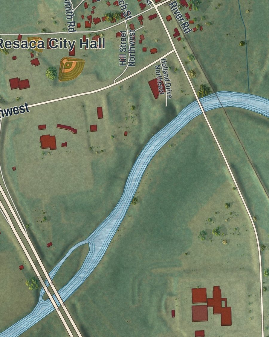 Close-up of Resaca streets on the map