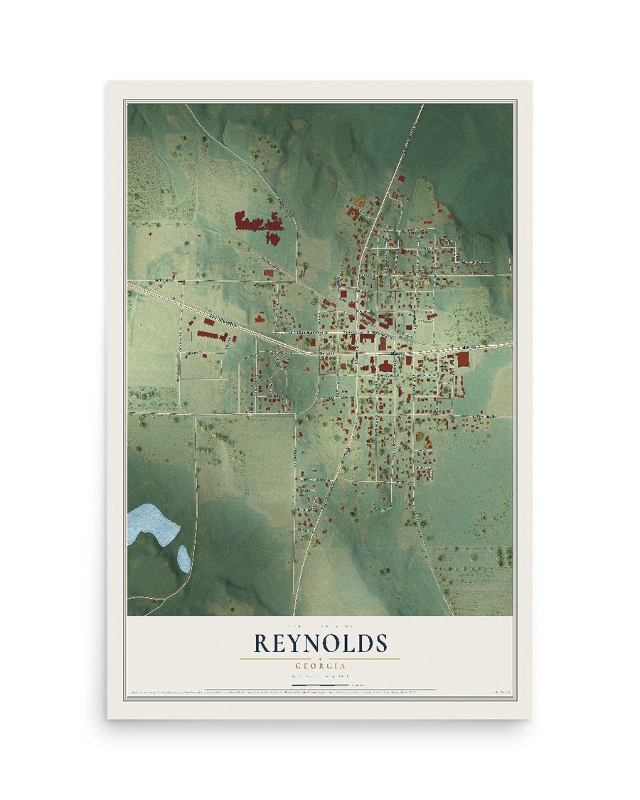 Reynolds, Georgia map print, 12 x 18 in, print only
