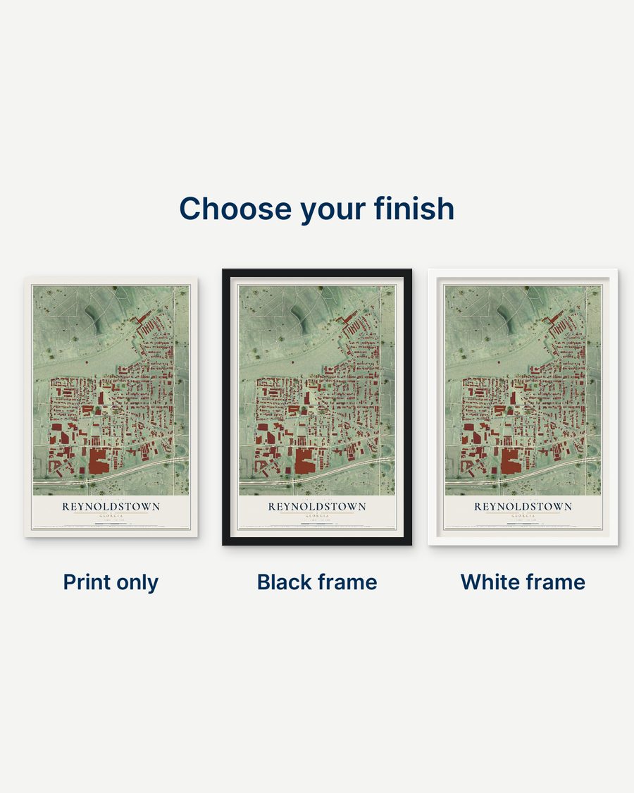 The Reynoldstown, Georgia map as a print only, in a black frame and in a white frame