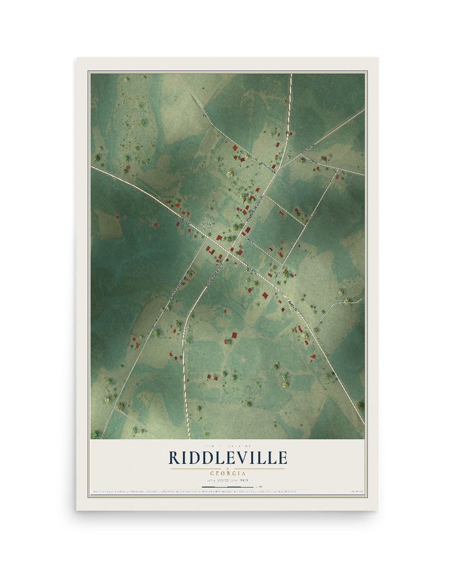 Riddleville, Georgia map print, 12 x 18 in, print only