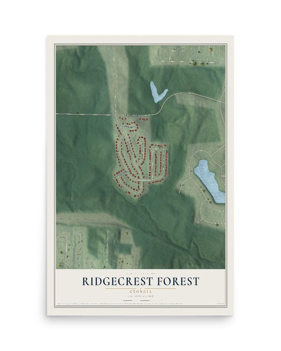 Ridgecrest Forest, Georgia map print, 12 x 18 in, print only