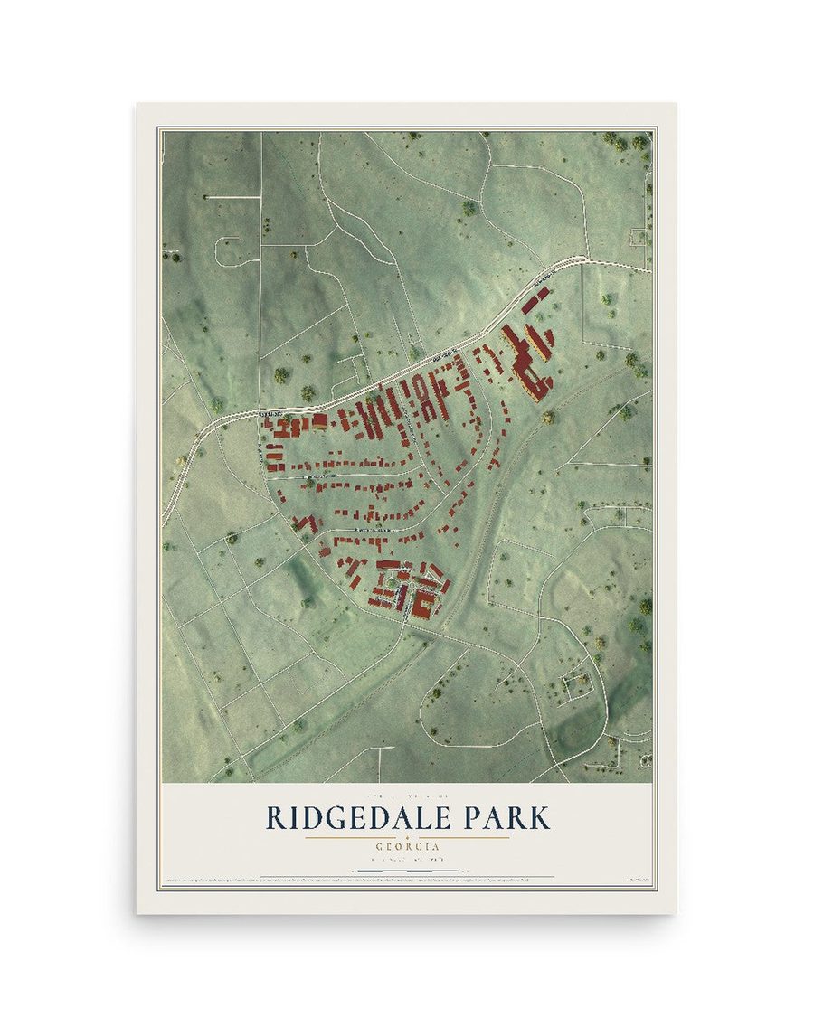Ridgedale Park, Georgia map print, 12 x 18 in, print only