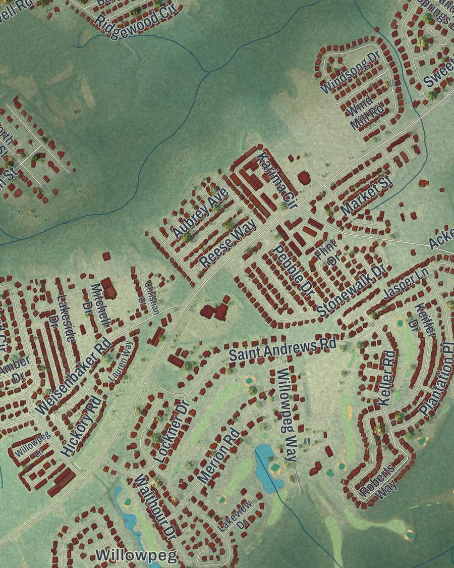 Close-up of Rincon streets on the map