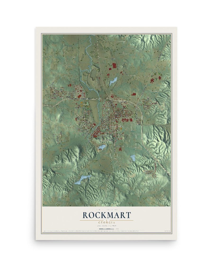 Rockmart, Georgia map print, 12 x 18 in, print only