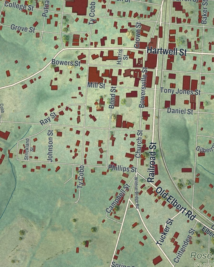 Close-up of Royston streets on the map