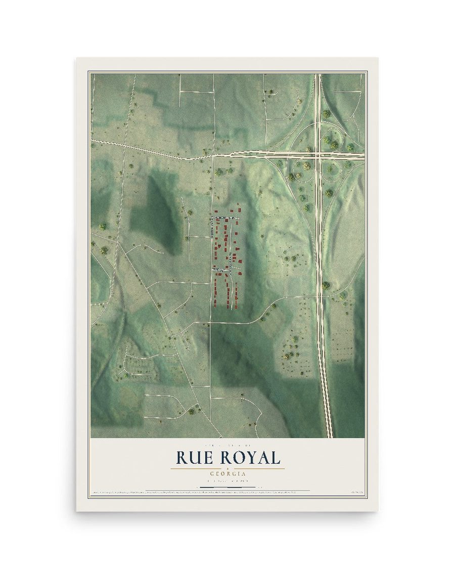 Rue Royal, Georgia map print, 12 x 18 in, print only