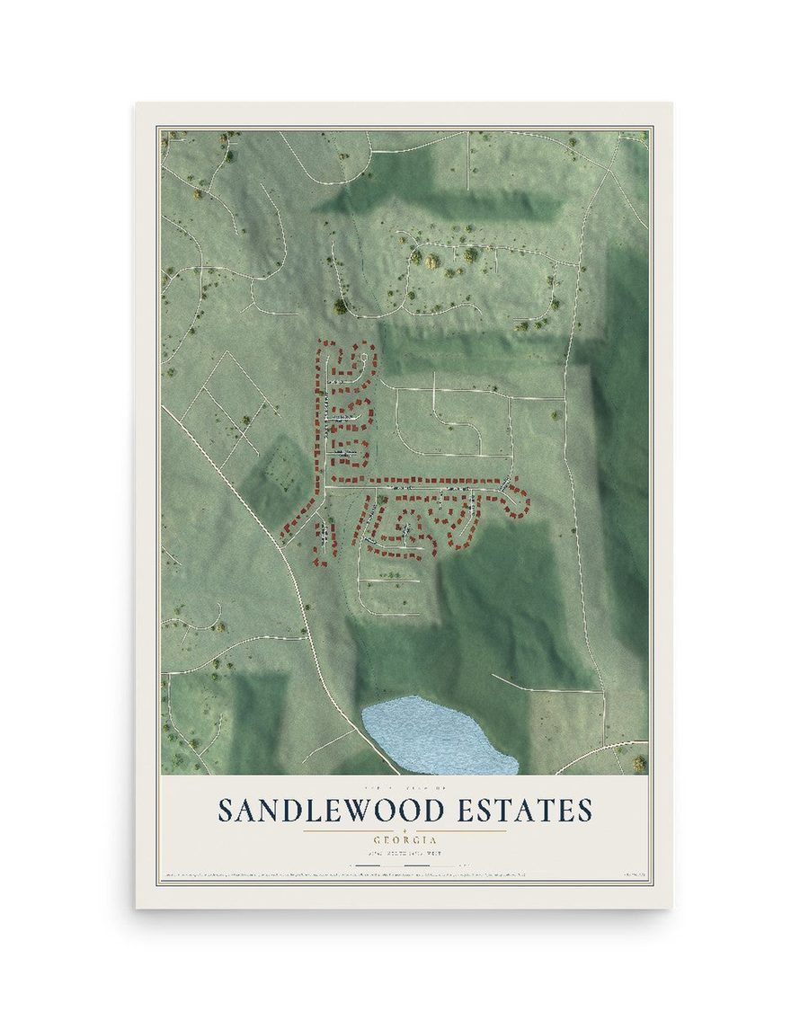 Sandlewood Estates, Georgia map print, 12 x 18 in, print only