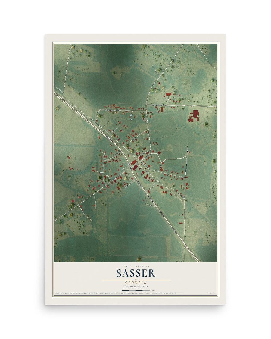 Sasser, Georgia map print, 12 x 18 in, print only