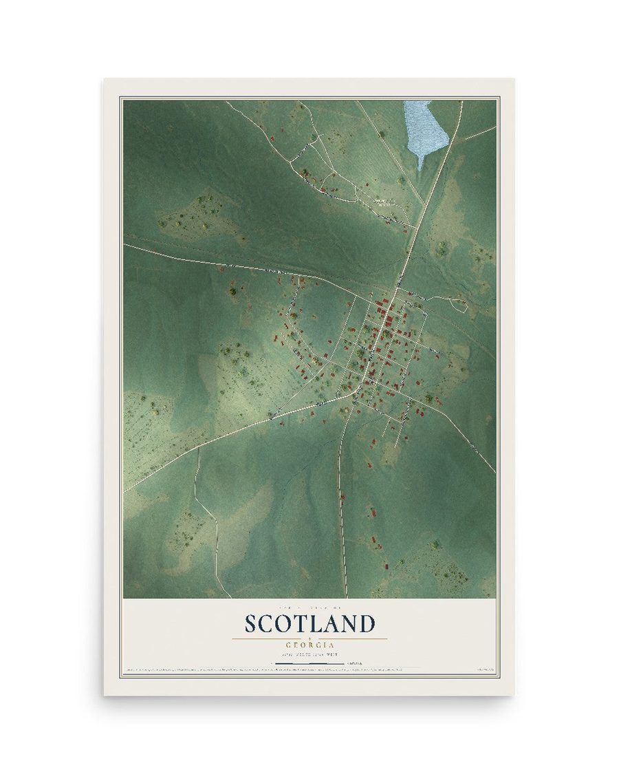Scotland, Georgia map print, 12 x 18 in, print only